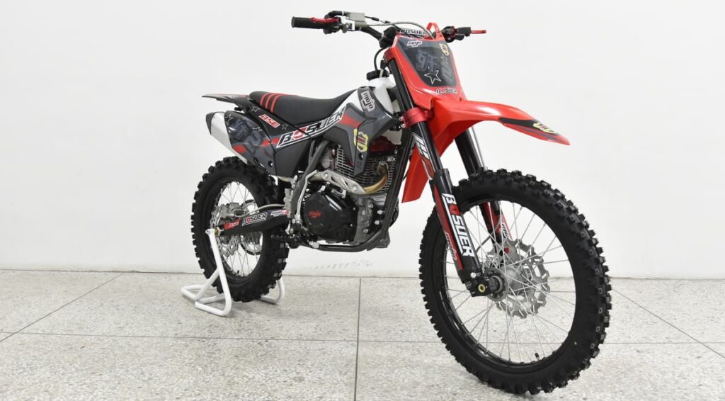 A dirt bike built with chromoly steel dirt bike frame