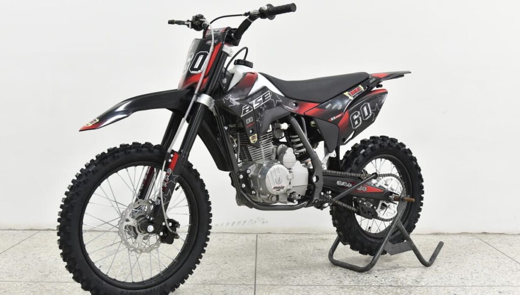 A dirt bike with cradle frame