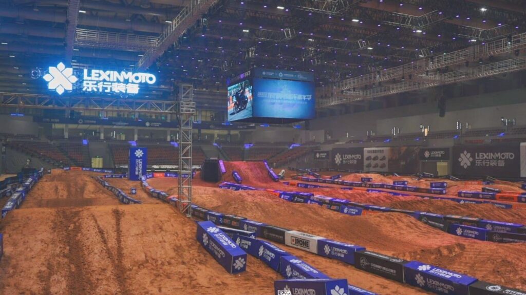 indoor motorcross track before the racing